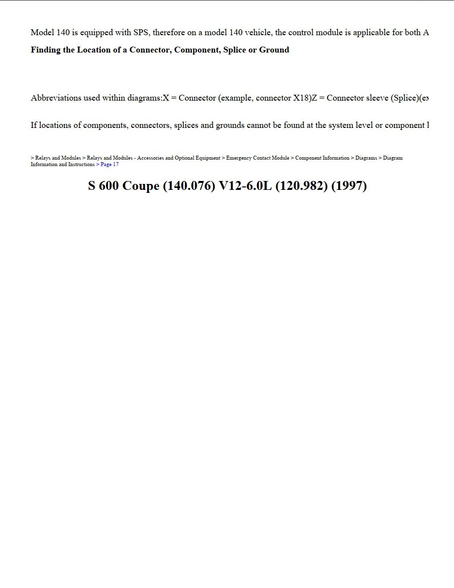 mercedes s 600 1997 6.0l workshop manual