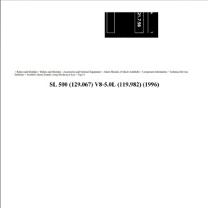 mercedes sl 500 1996 v8 5.0l workshop manual