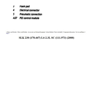 mercedes slk 230 2000 2.3l sc workshop manual