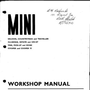 mini cooper clubman 1971 workshop manual