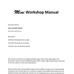 mini cooper clubman 1972 workshop manual