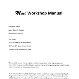 mini cooper countryman 1972 workshop manual