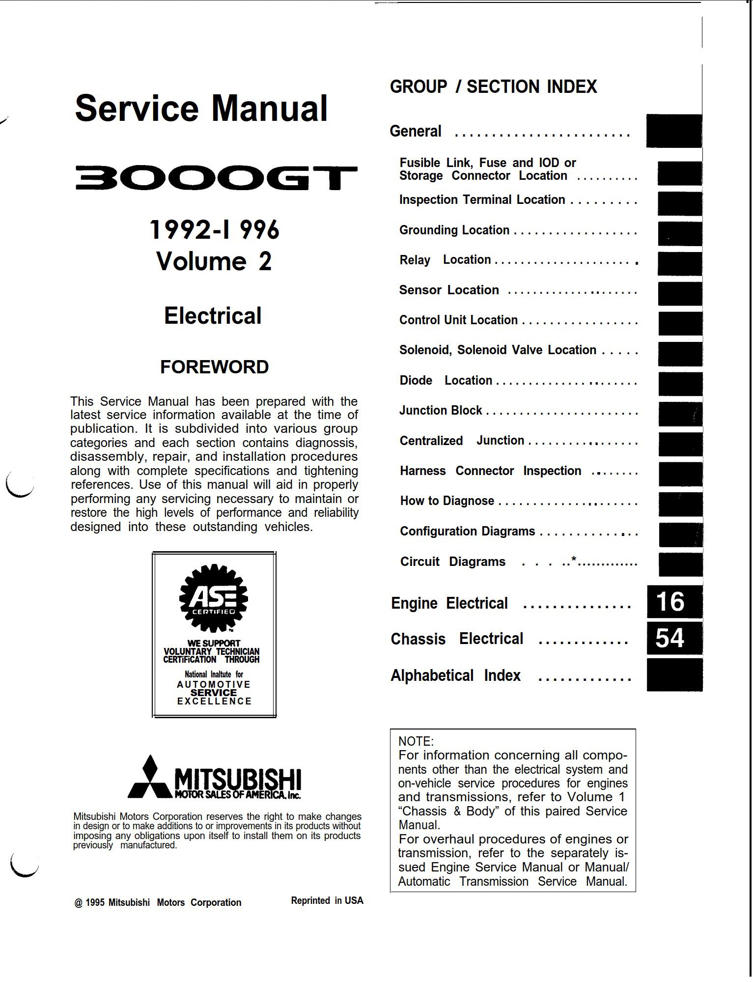 mitsubishi 3000 gt 1992 1996 volume ii workshop manual