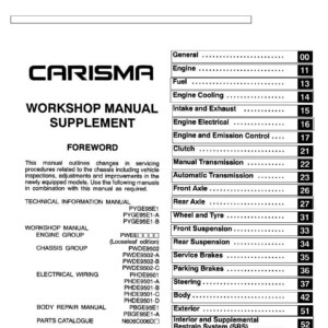 mitsubishi carisma 1999 2000 workshop manual