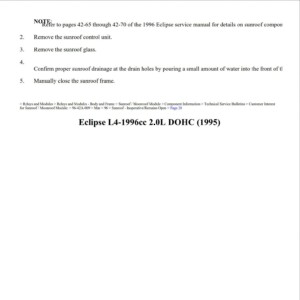 mitsubishi eclipse 1995 2.0l dohc workshop manual