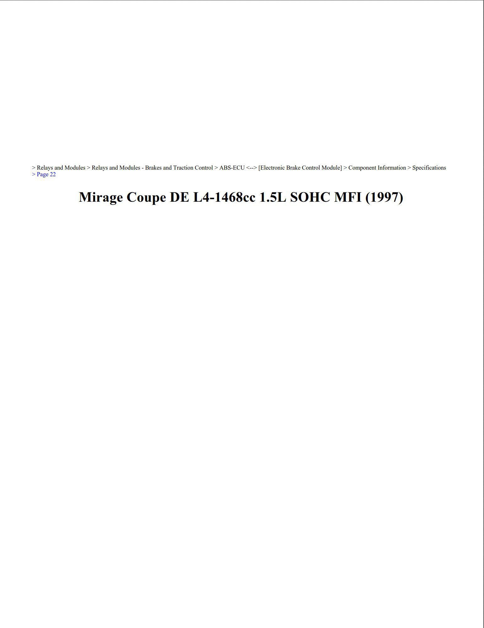 mitsubishi mirage 1997 coupe 1.5l sohc mfi workshop manual