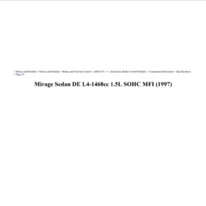 mitsubishi mirage 1997 sedan 1.5l sohc workshop manual
