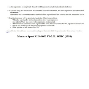 mitsubishi montero 1999 3.0l sohc workshop manual