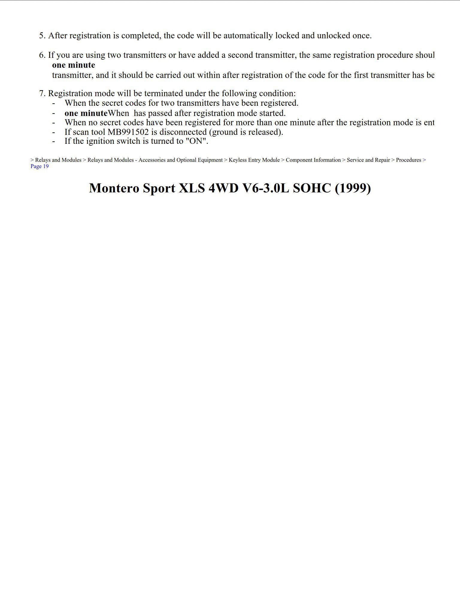 mitsubishi montero 1999 3.0l sohc workshop manual