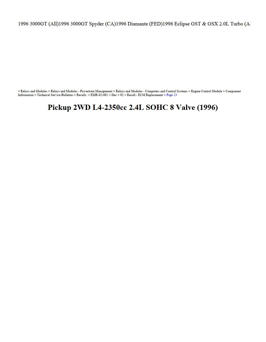 mitsubishi pick up 1996 2.4l sohc 8 valve workshop manual