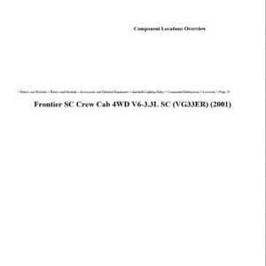 nissan frontier 2001 4wd v6 3.3l workshop manual