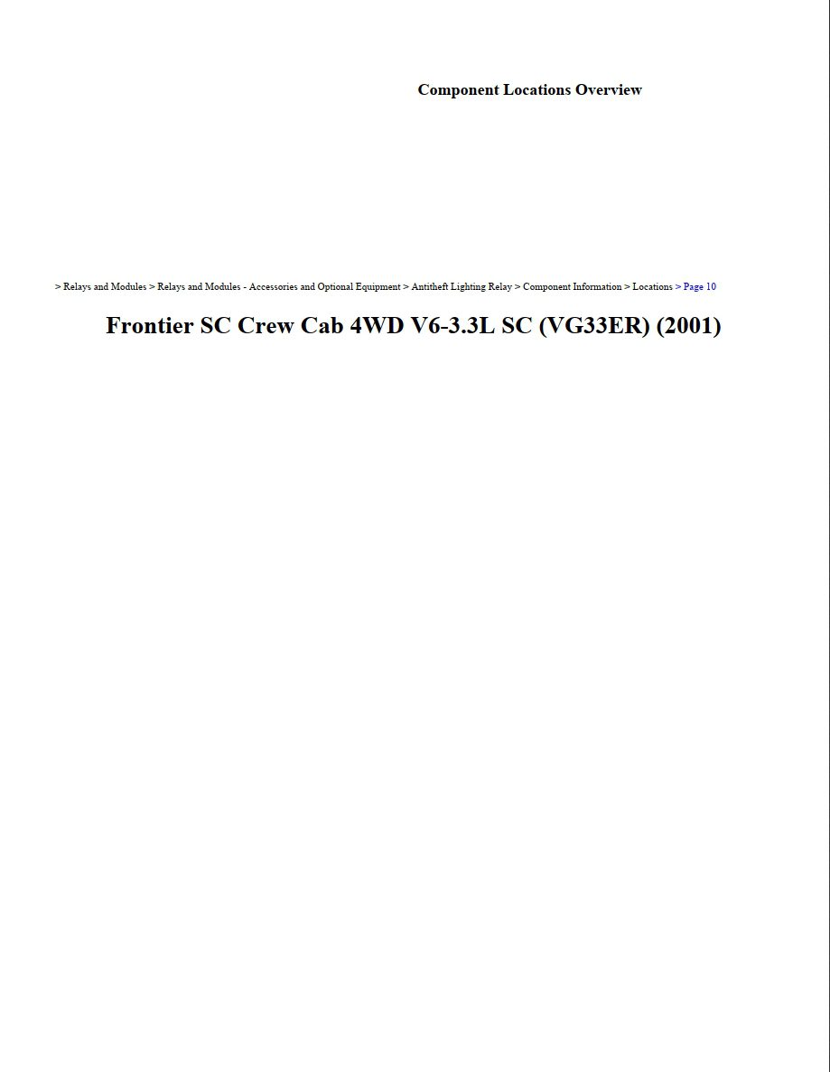 nissan frontier 2001 4wd v6 3.3l workshop manual