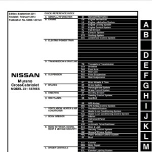 nissan murano z51 2012 (sm2e 1z51u3) crosscabriolet repair manual