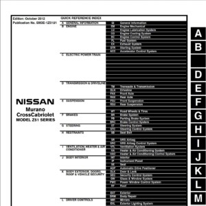 nissan murano z51 2013 (sm3e 1z51u1) cross cabriolet repair manual