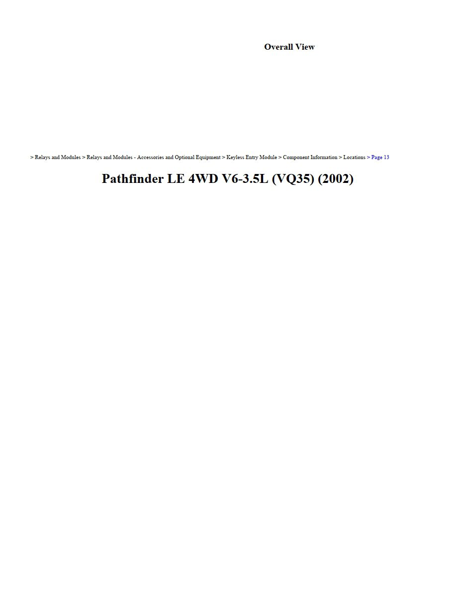 nissan pathfinder 2002 le 4wd v6 3.5l workshop manual