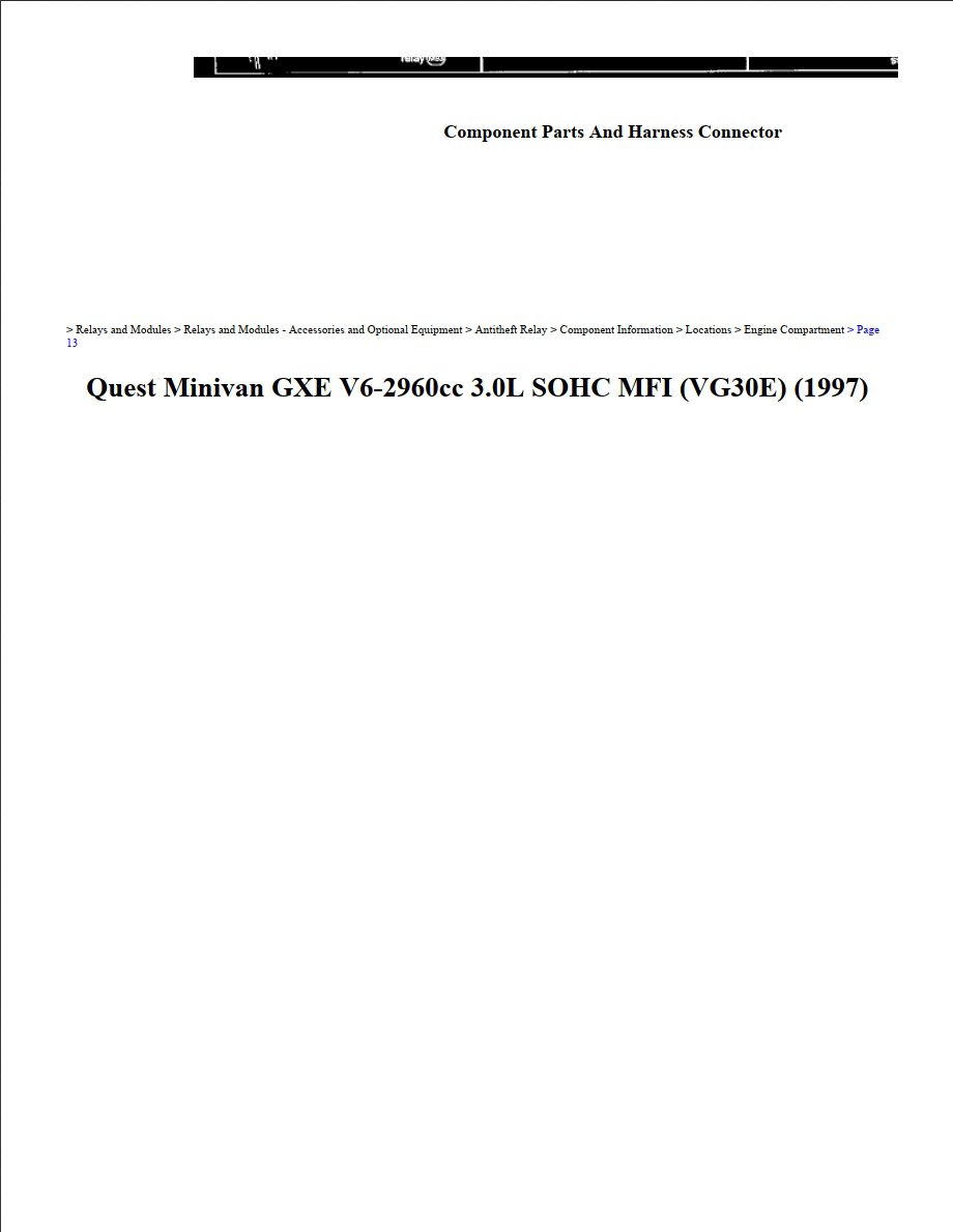 nissan quest 1997 3.0l sohc mfi workshop manual