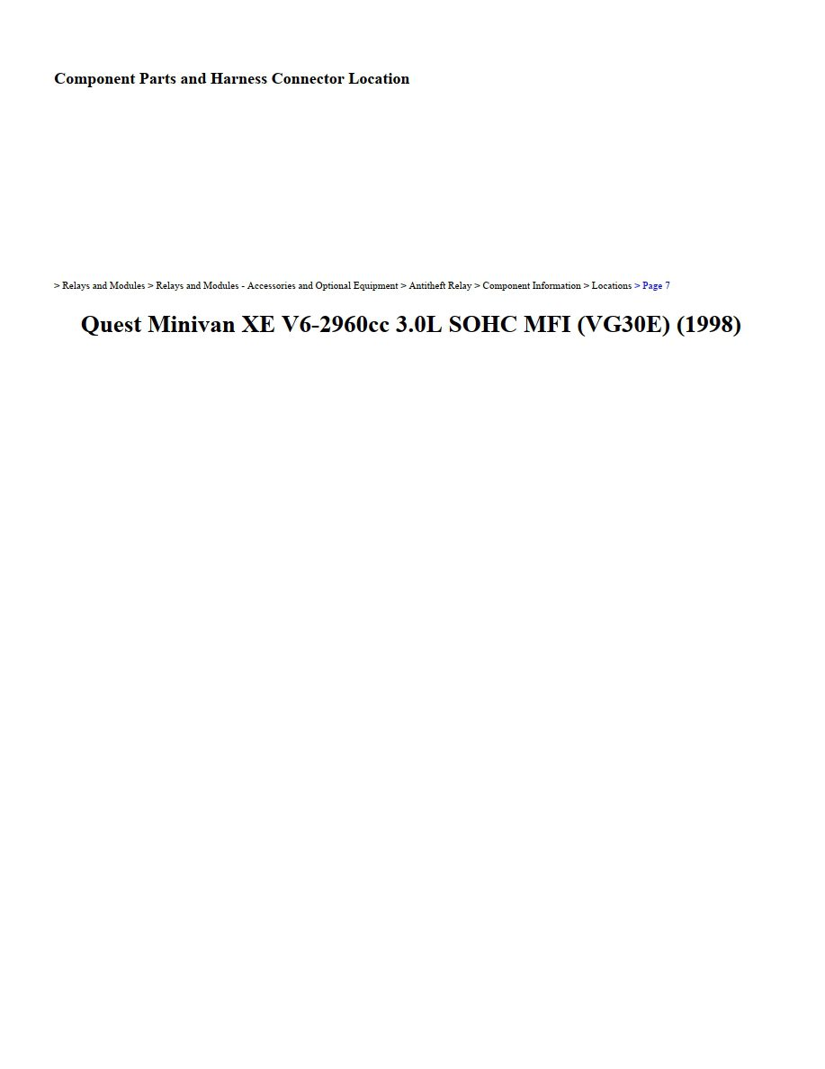 nissan quest 1998 minivan xe v6 3.0l sohc workshop manual