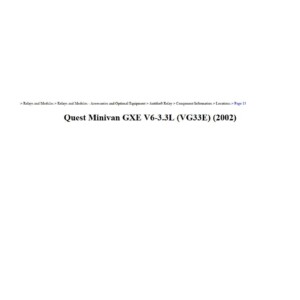 nissan quest 2002 minivan gxe v6 3.3l workshop manual
