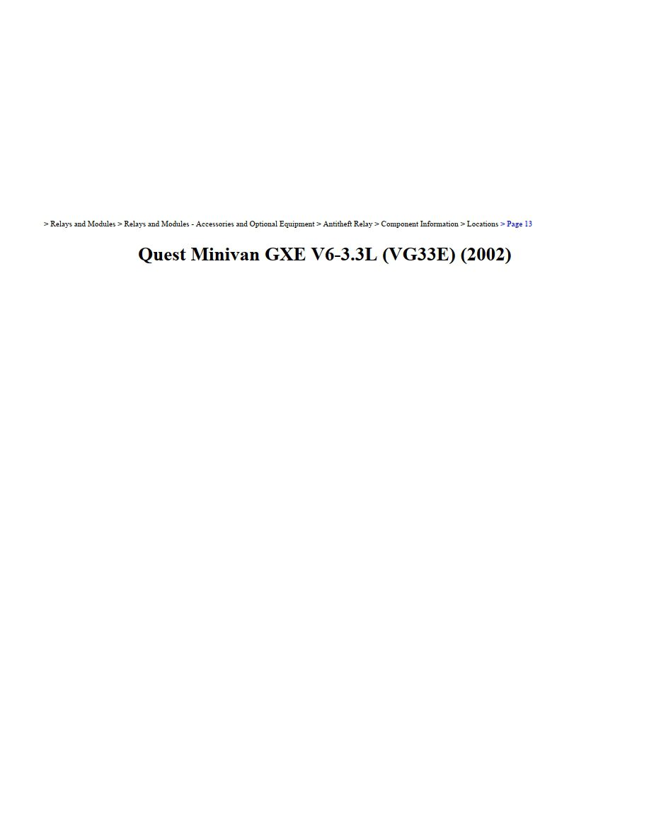 nissan quest 2002 minivan gxe v6 3.3l workshop manual