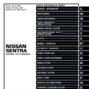 nissan sentra 2000 workshop manual