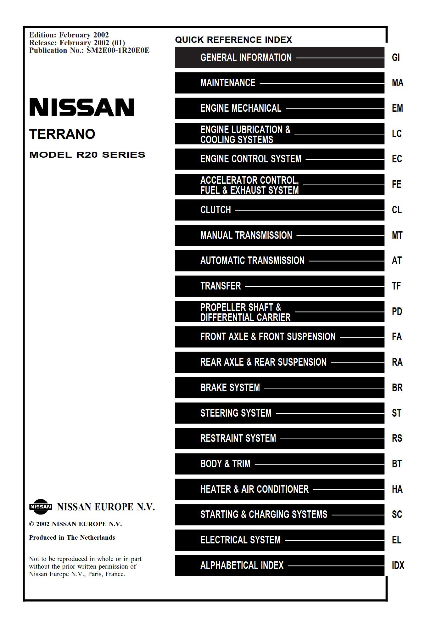 nissan terrano 2002 workshop manual