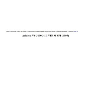 oldsmobile achieva 1995 3.1l sfi workshop manual