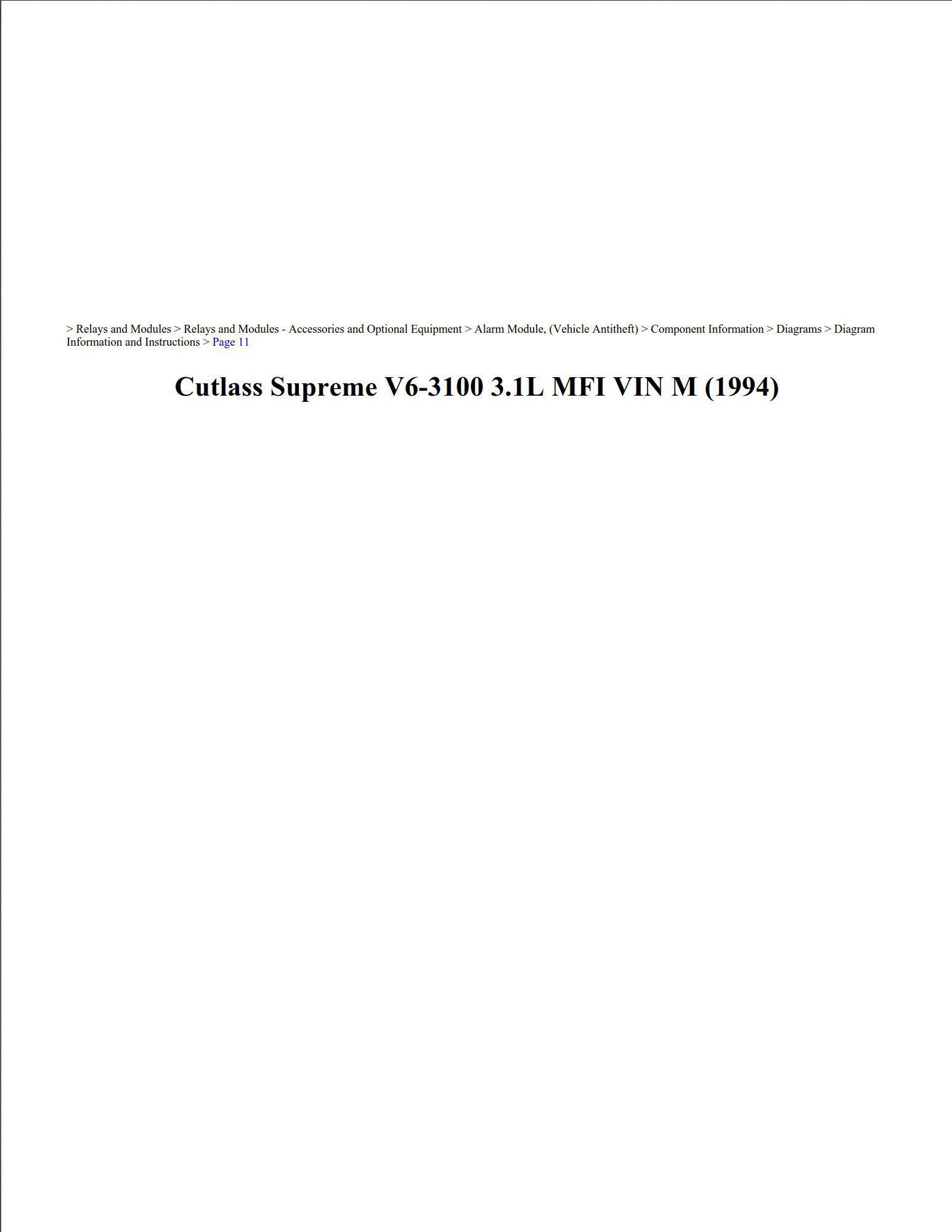 oldsmobile cutlass 1994 supreme 3.1l workshop manual