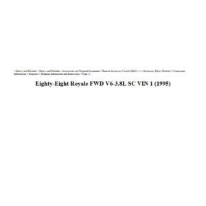 oldsmobile delta 88 1995 royale fwd v6 3.8l workshop manual
