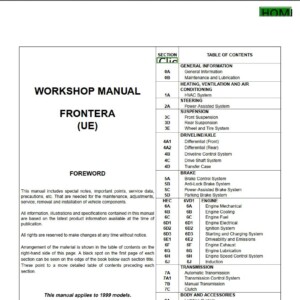 opel frontera 2000 workshop repair manual