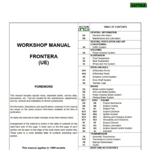 opel frontera 2001 workshop repair manual