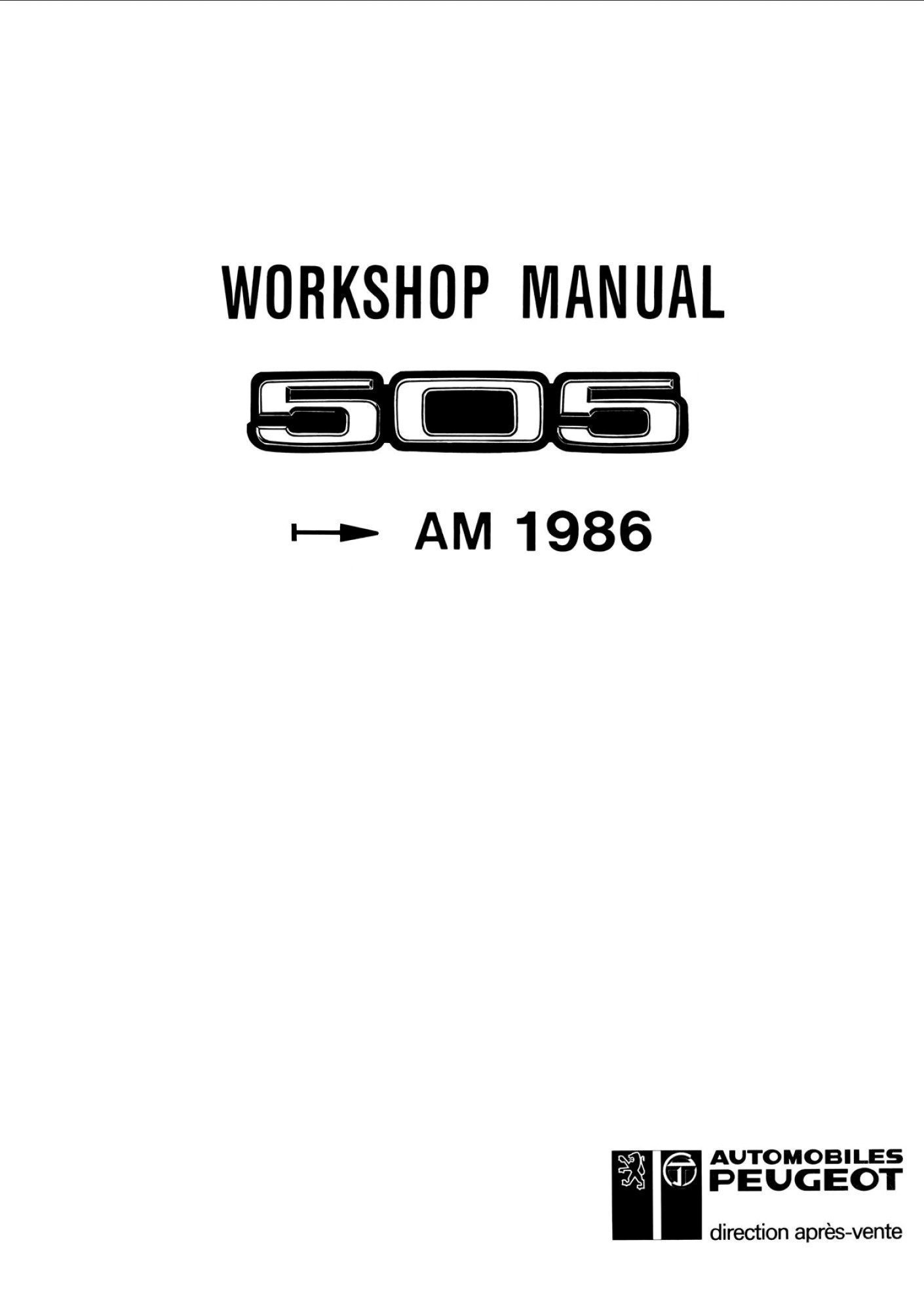 peugeot 505 1986 workshop manual