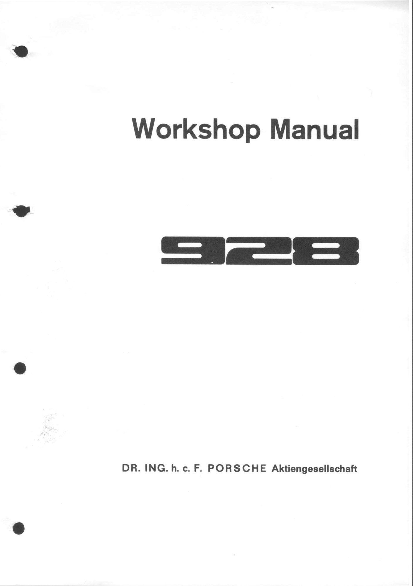 porsche 928 1977 workshop manual volume i