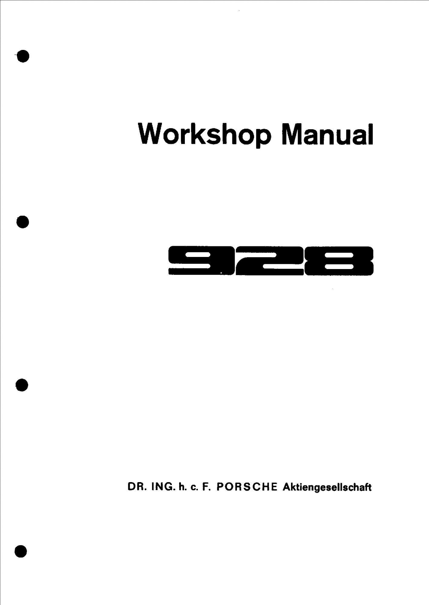 porsche 928 1977 workshop manual volume vi