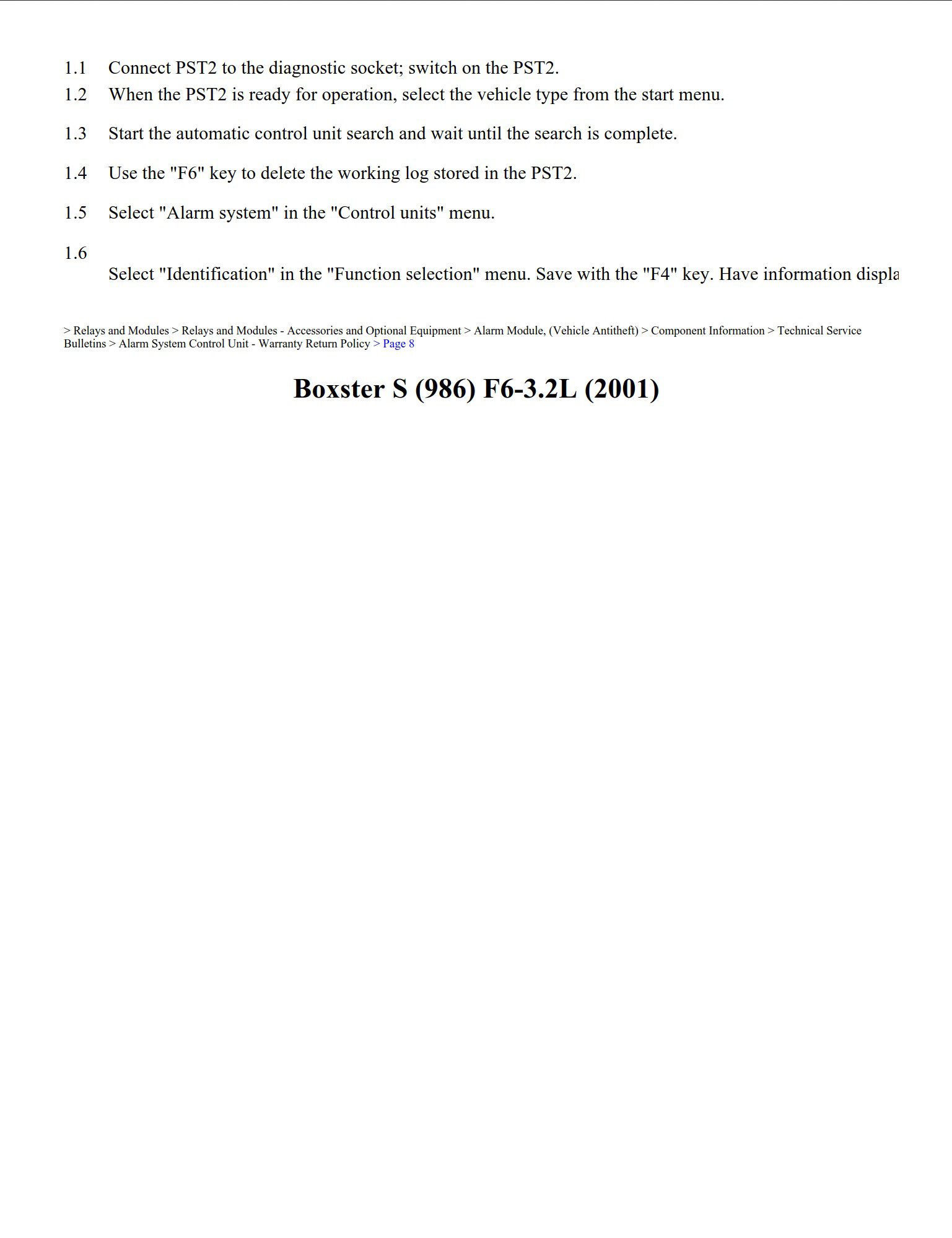 porsche boxster 2001 3.2l workshop manual