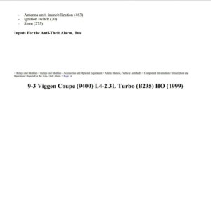 saab 9 3 1999 viggen coupe 2.3l turbo workshop manual