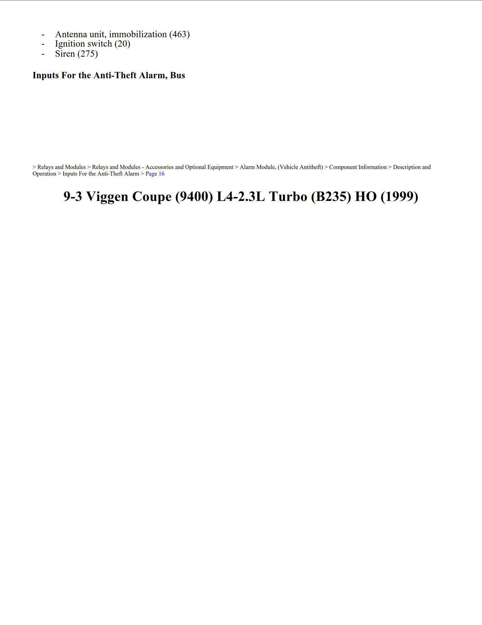 saab 9 3 1999 viggen coupe 2.3l turbo workshop manual