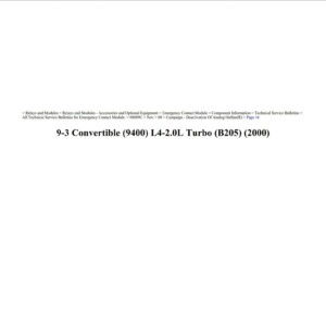 saab 9 3 2000 convertible 2.0l turbo workshop manual