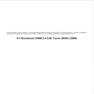 saab 9 3 2000 hatchback 2.0l workshop manual