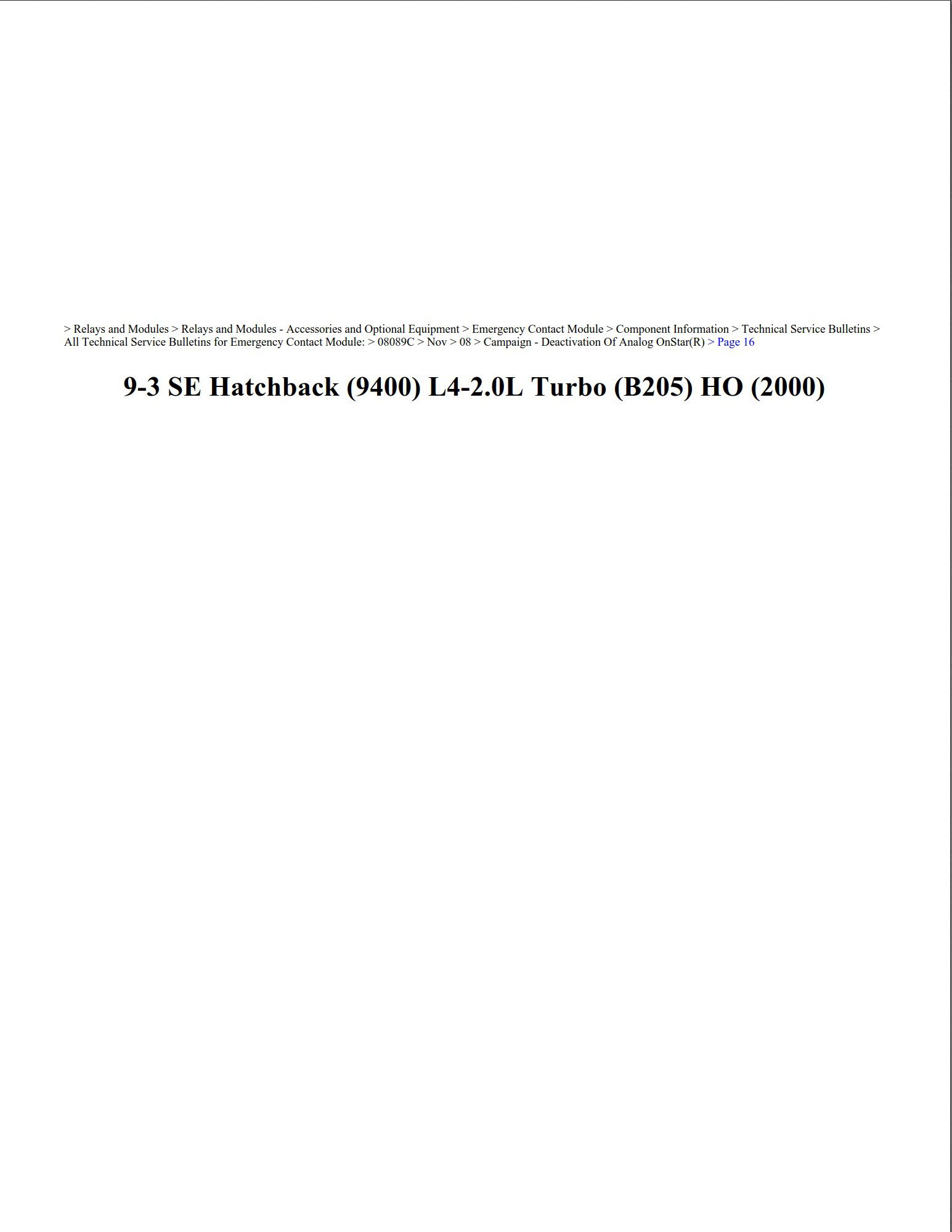 saab 9 3 2000 se hatchback 2.0l turbo workshop manual