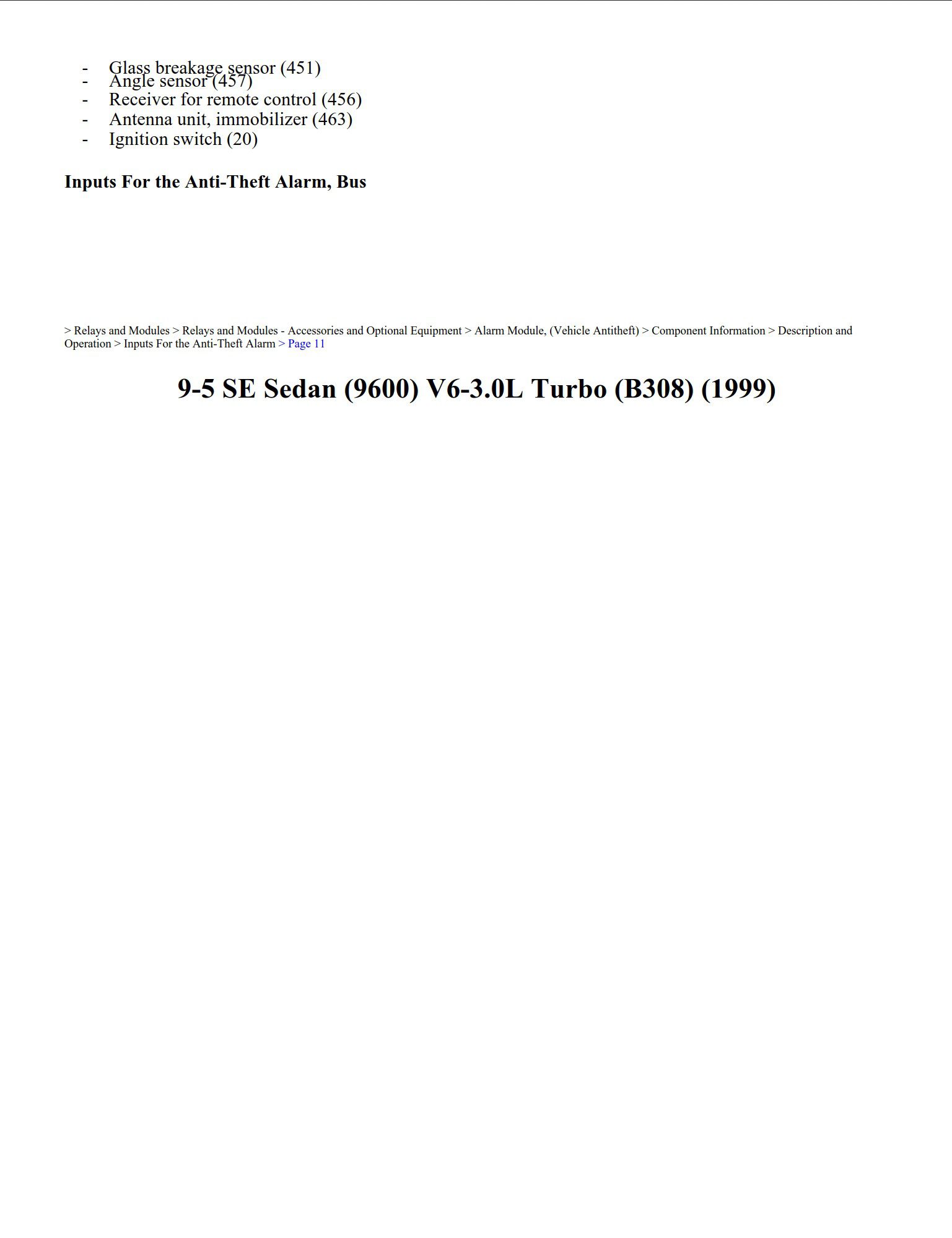 saab 9 5 1999 sedan 3.0l turbo workshop manual
