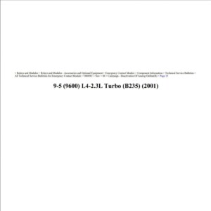 saab 9 5 2001 (9600) 2.3l workshop manual