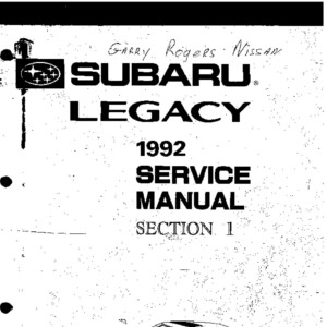 subaru legacy 1992 workshop manual