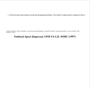 subaru outback 1997 2.2l sohc workshop manual