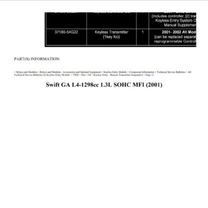 suzuki swift 2001 1.3l sohc workshop manual