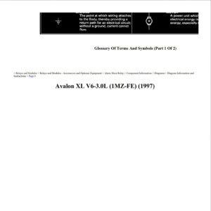 toyota avalon 1997 xl v6 3.0l workshop manual