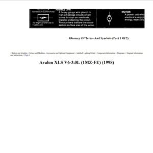 toyota avalon 1998 v6 3.0l workshop manual