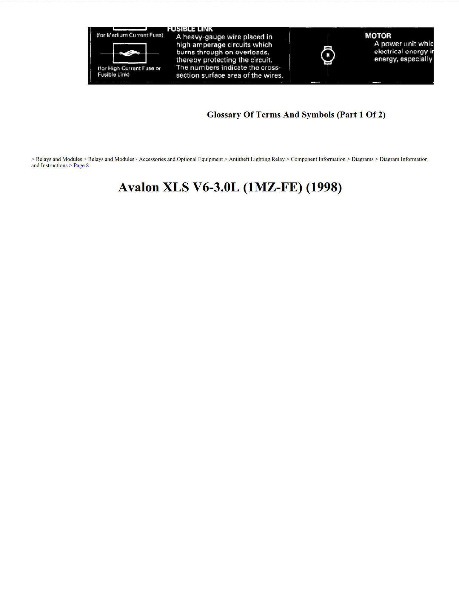 toyota avalon 1998 v6 3.0l workshop manual