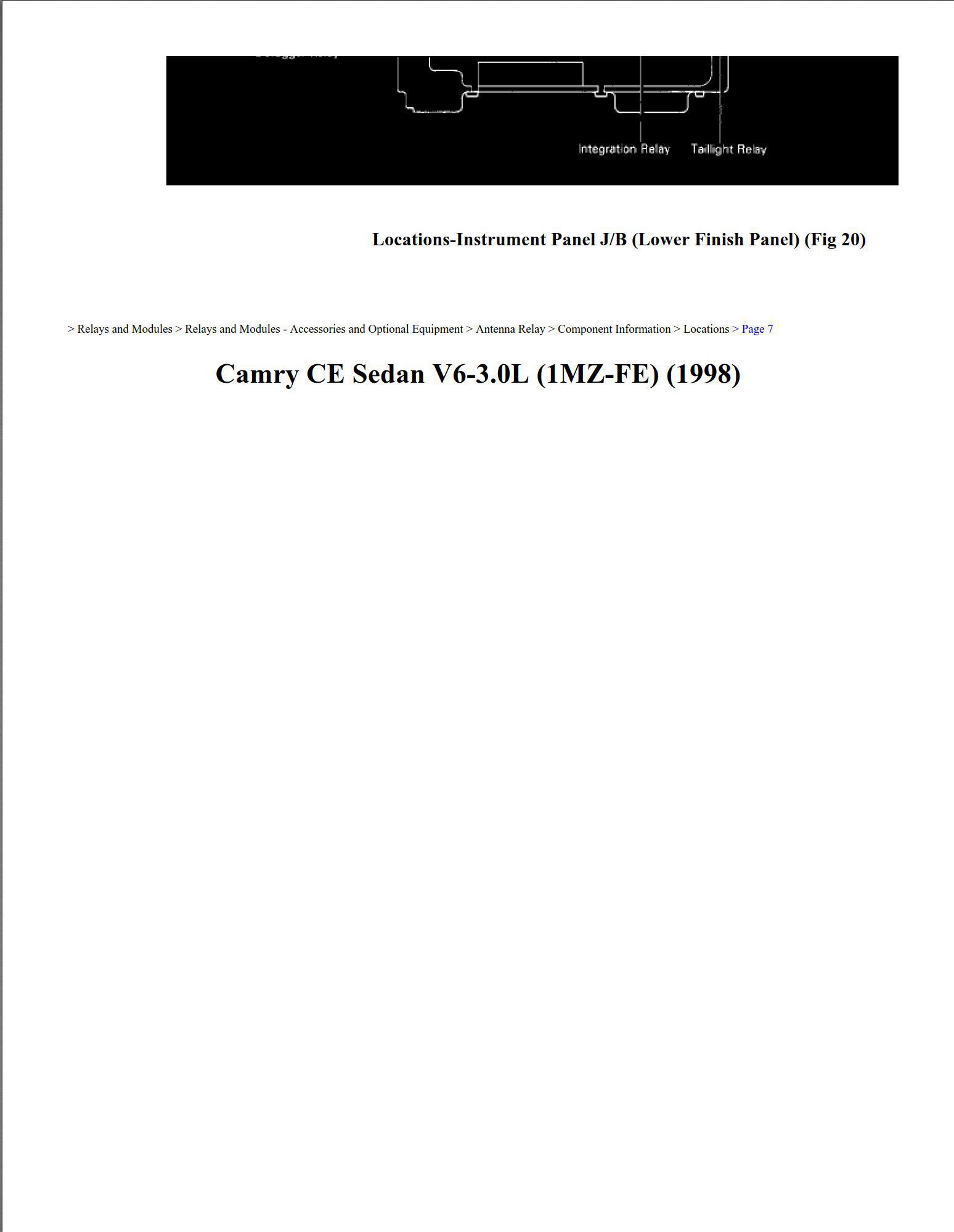 toyota camry 1998 ce sedan 3.0l workshop manual