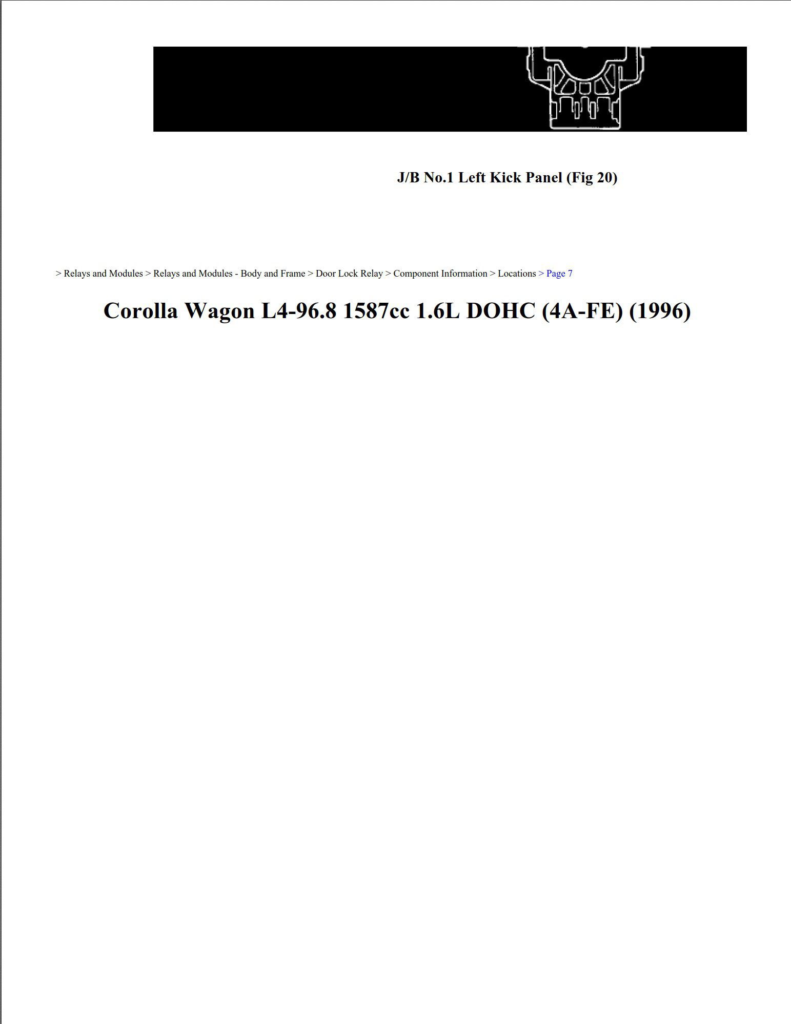 toyota corolla 1996 wagon 1.6l dohc workshop manual