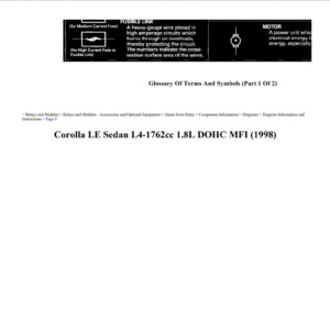 toyota corolla 1998 le sedan 1.8l dohc mfi workshop manual